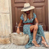 Vestido Longo Estampado com Cinto