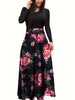 Vestido com Manga Longa e Saia Estampada