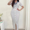 Vestido Longo com Gola Polo e Botão