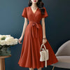 Vestido Midi com Decote em V Kalina