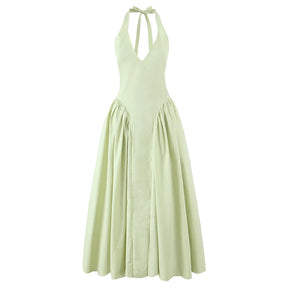 Vestido Longo Sem Costas com Decote em V
