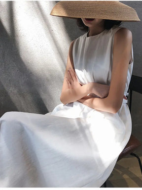 Vestido Elegante Chiffon com Gola em O Sem Manga - Zarvane -