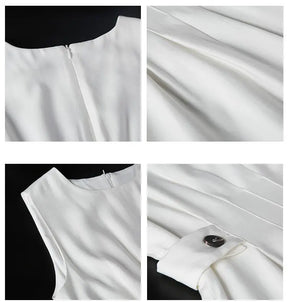 Vestido Elegante Chiffon com Gola em O Sem Manga - Zarvane -