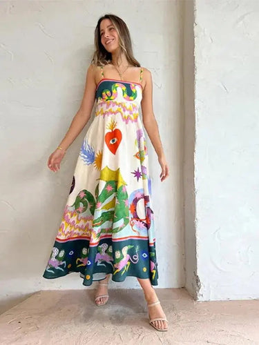 Vestido Longo de Alcinha - Verde-com-branco-XG - HumArraso