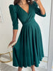 Vestido com Decote em V - Zarvane -  Verde-XG