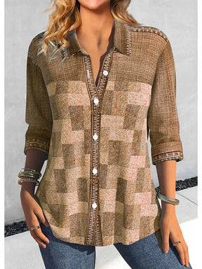 Camisa Feminina Xadrez - Zarvane -  Marrom / 5G