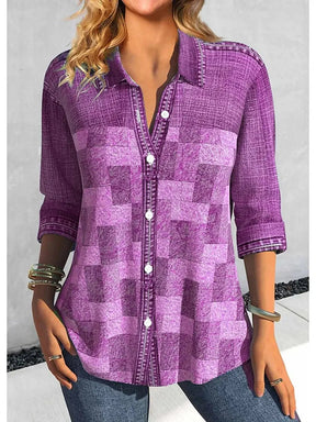 Camisa Feminina Xadrez - Zarvane -  Roxo / 5G