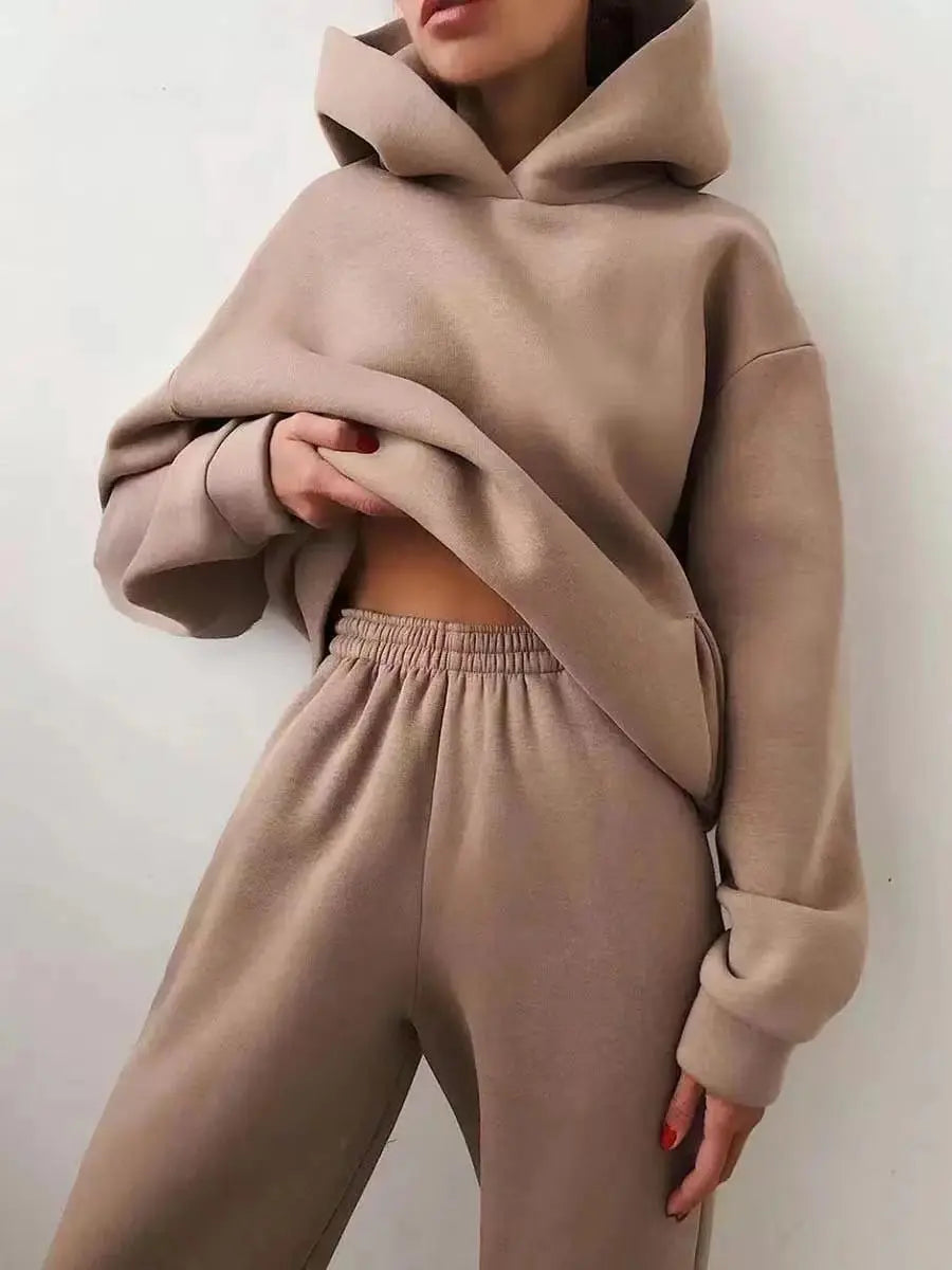 Conjunto Moletom Feminino De Frio - Zarvane -  Conjunto Moletom khaki / 3G