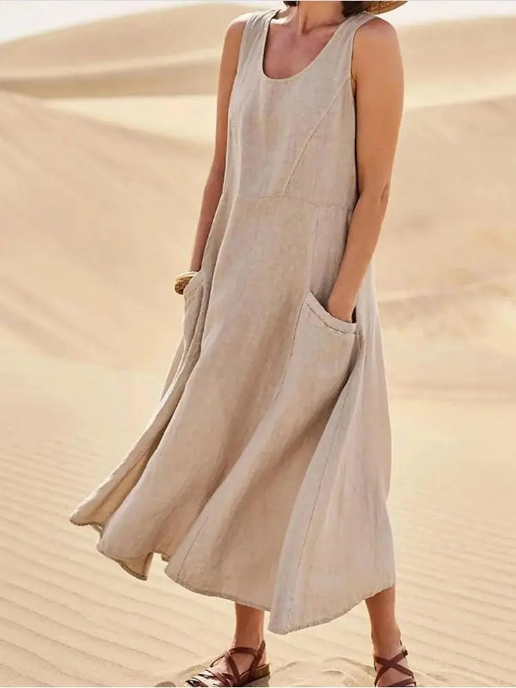 Vestido De Linho - Alicie - Zarvane -  Caqui / 4G